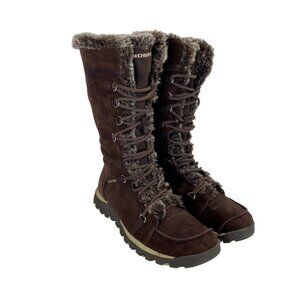 Skechers Womens Brown Faux Fur Lined Suede Winter Boots Size 9